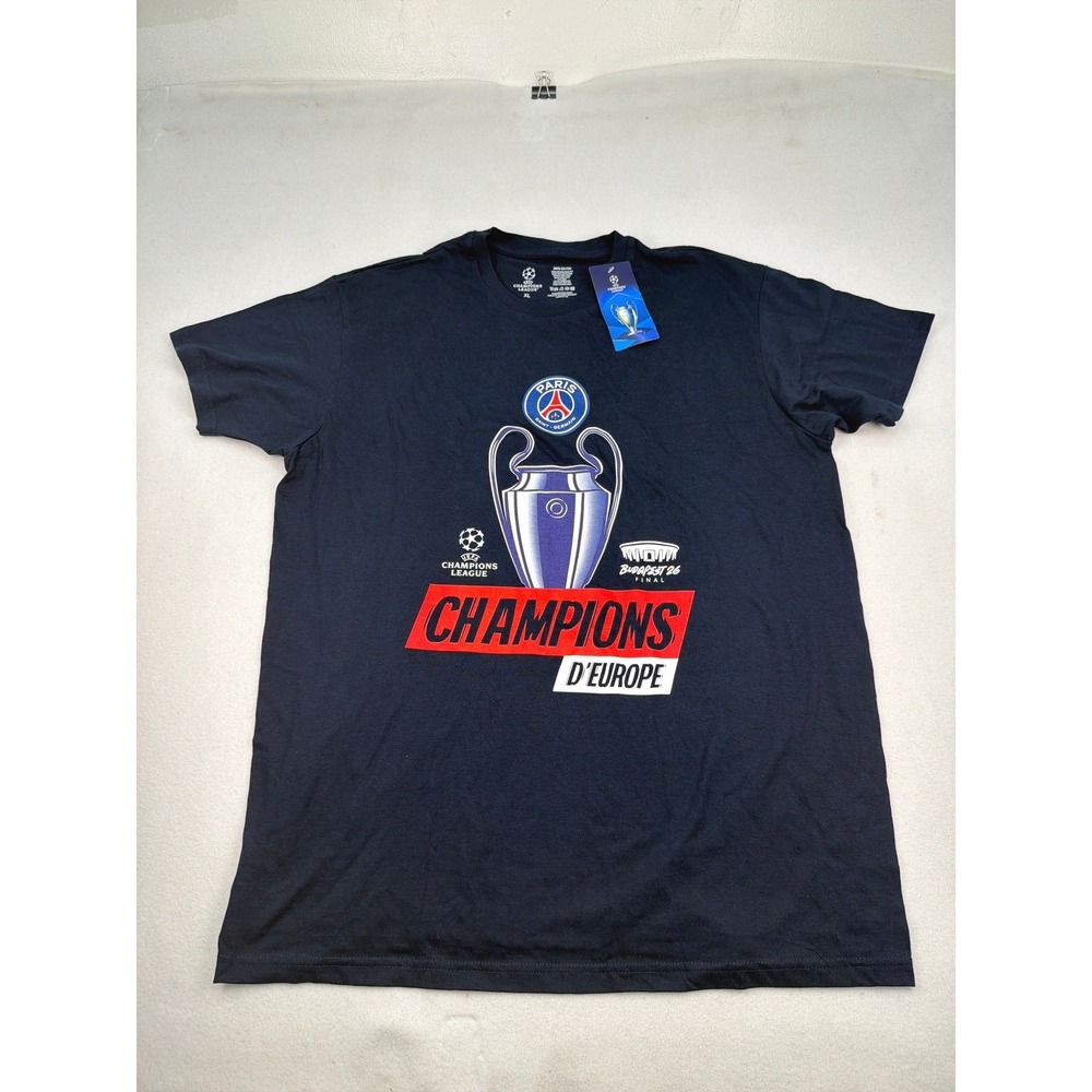 PSG Paris Saint-Germain UEFA Champions League Navy Blue Graphic T-Shirt‎ XL 2026